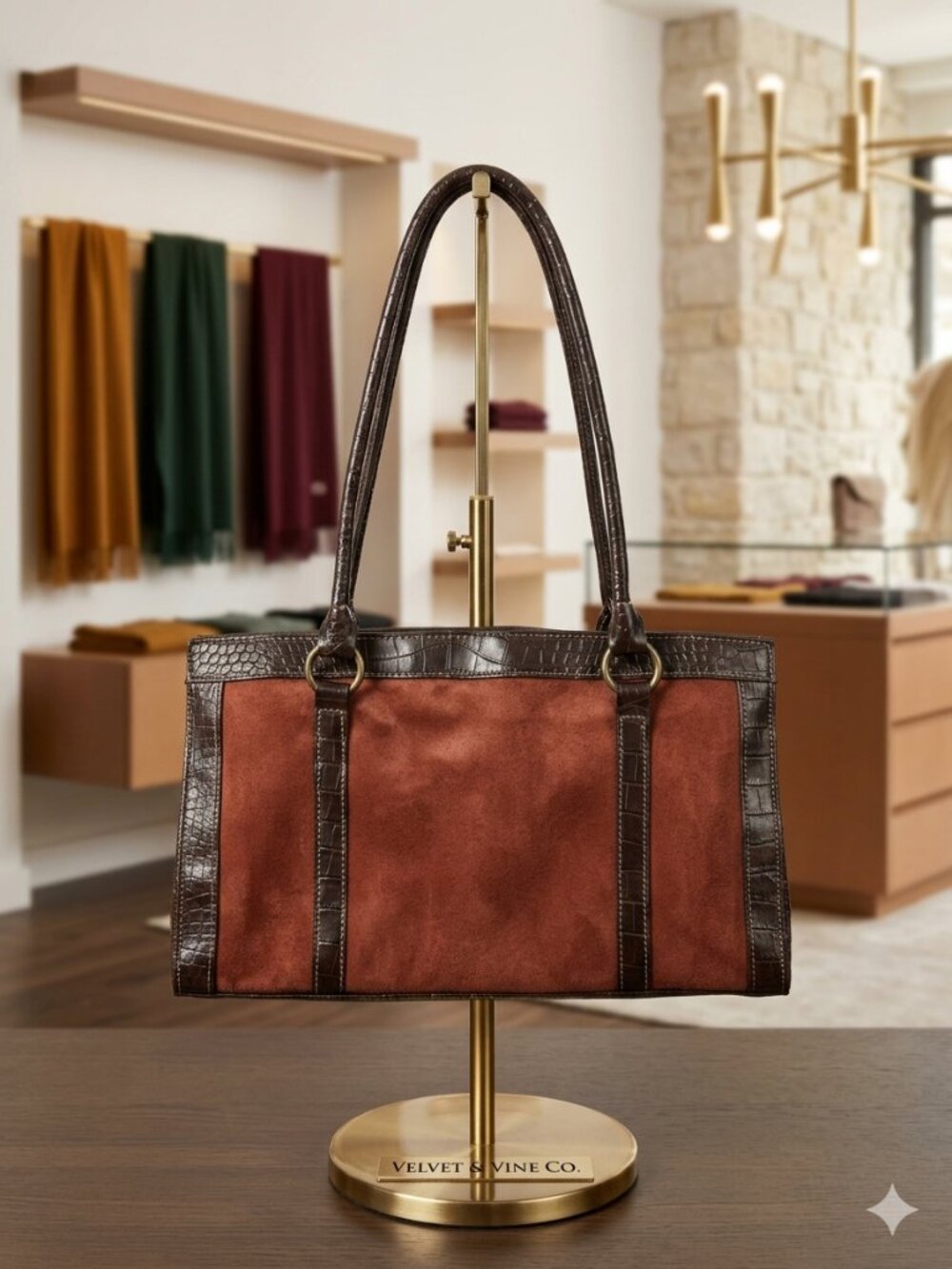Vintage‑Style Suede & Leather Tote